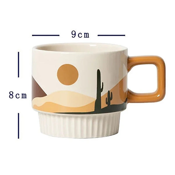 Arizona Ceramic Mugs - 3 Desert / Americana Designs - Cactus, House & Stairs