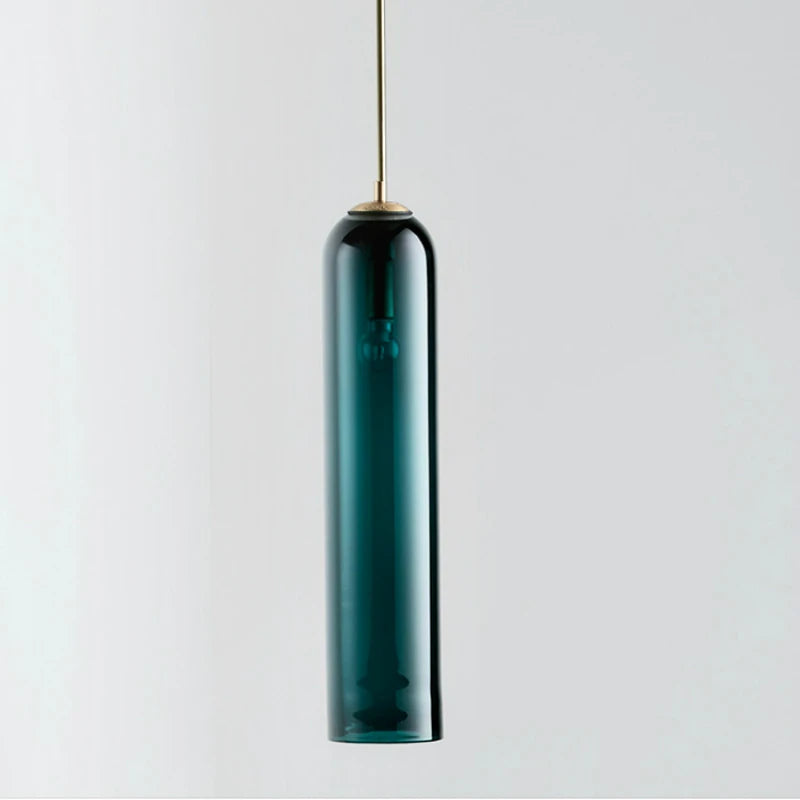 Modern Minimalist Glass Tube Pendant Lights - Green & White