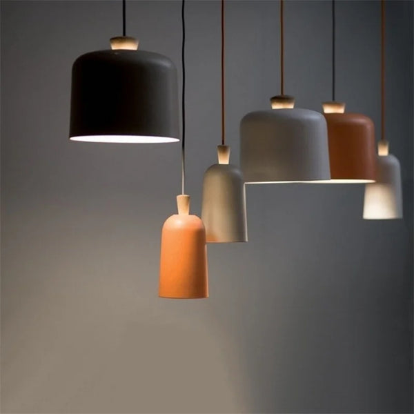 Greige Metal Pendant Lights - Small & Large - Orange, Grey, White, Black