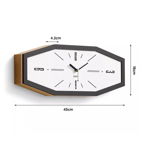 Mid Century Modern Retro Octagon Wooden Wall Clock - White & Off White