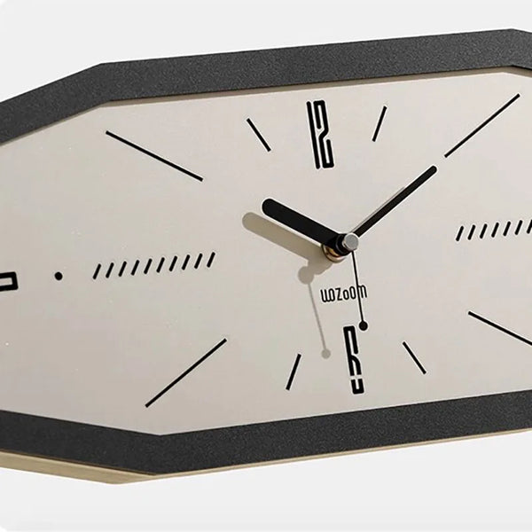 Mid Century Modern Retro Octagon Wooden Wall Clock - White & Off White