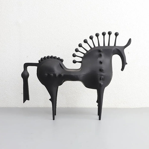 Abstract Black Iron Horse Sculpture - Small & Large