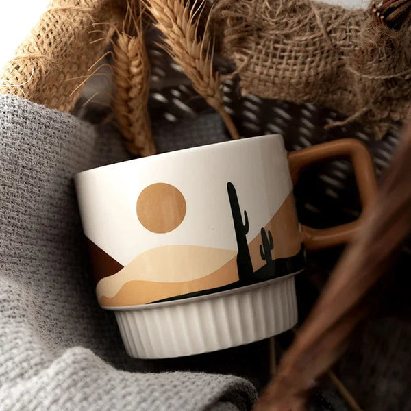 Arizona Ceramic Mugs - 3 Desert / Americana Designs - Cactus, House & Stairs