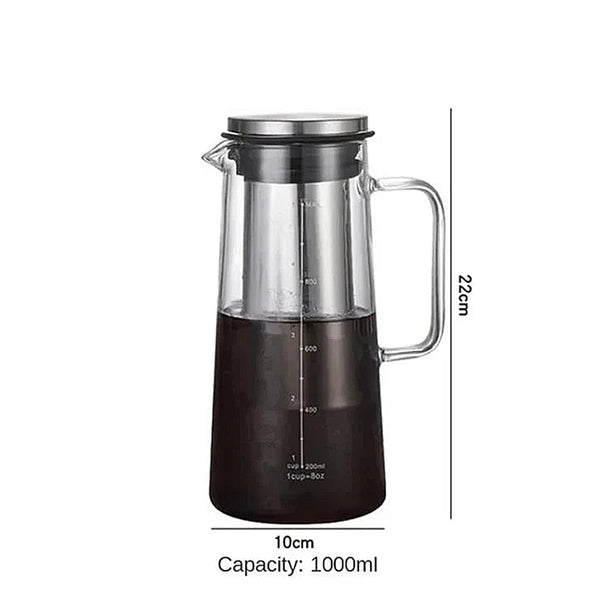 Cold Brew Coffee Maker - 1 & 1.4 Litre - Glass & Stainless Steel