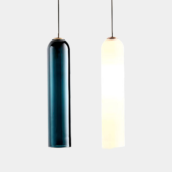 Modern Minimalist Glass Tube Pendant Lights - Green & White