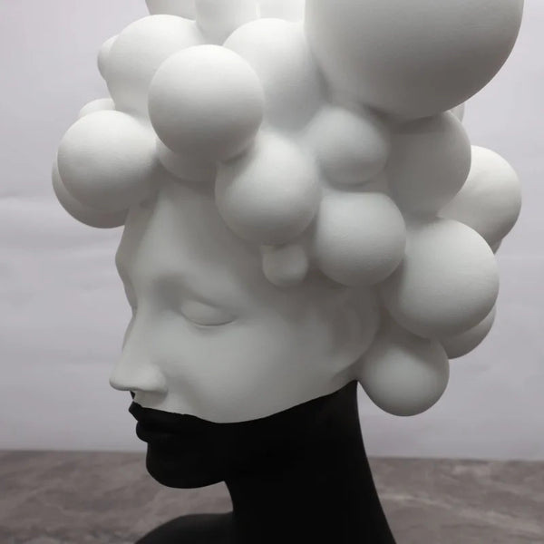 Bubbles In Her Hair Statue - Black & White Modern Art Sculpture