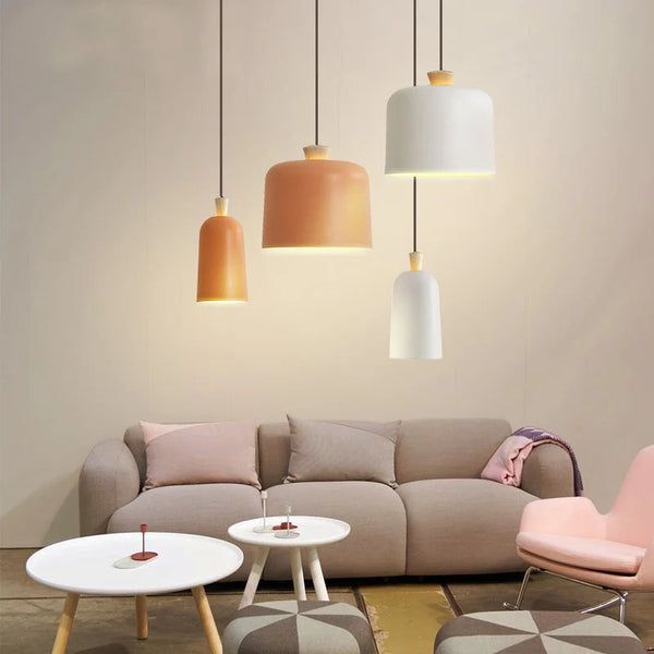 Greige Metal Pendant Lights - Small & Large - Orange, Grey, White, Black