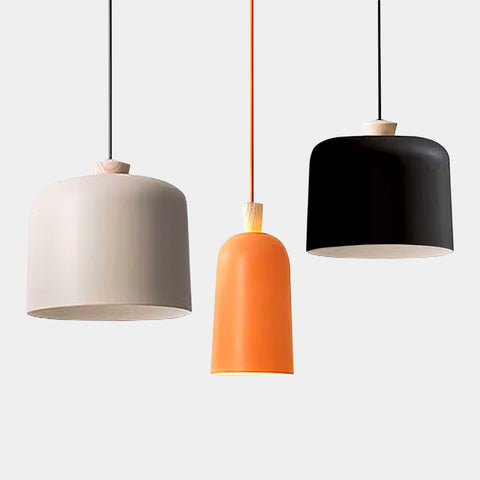 Greige Metal Pendant Lights - Small & Large - Orange, Grey, White, Black