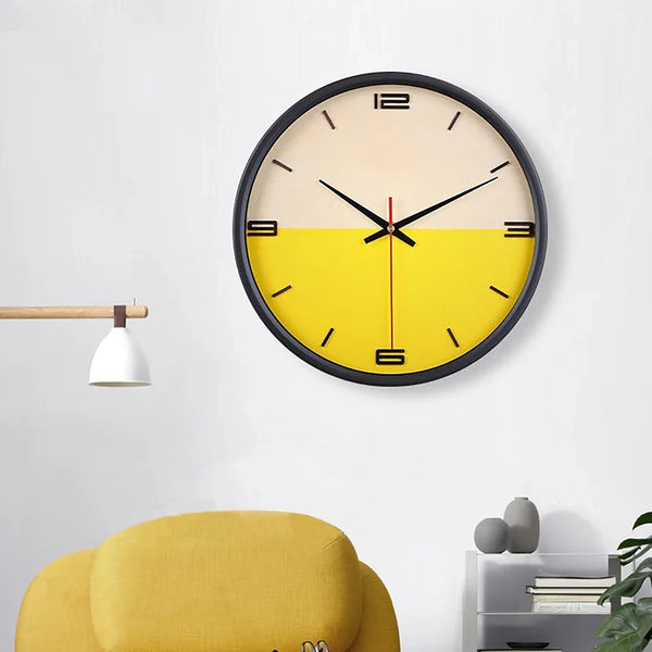 Mid Century Modern Colour Split Wall Clock - Yellow, Blue, Red, Orange - 30cm