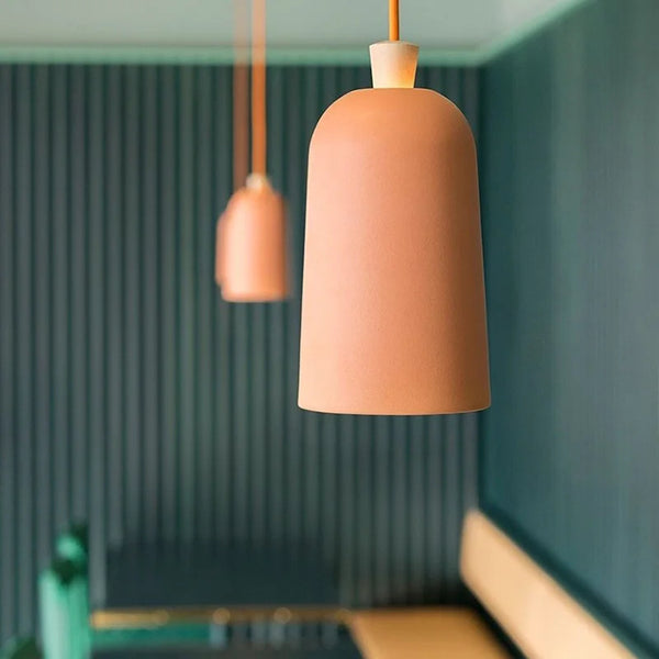 Greige Metal Pendant Lights - Small & Large - Orange, Grey, White, Black