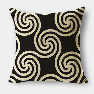 Black and White Graphic Swirl Linen Cushions - 40cm, 45cm & 50cm