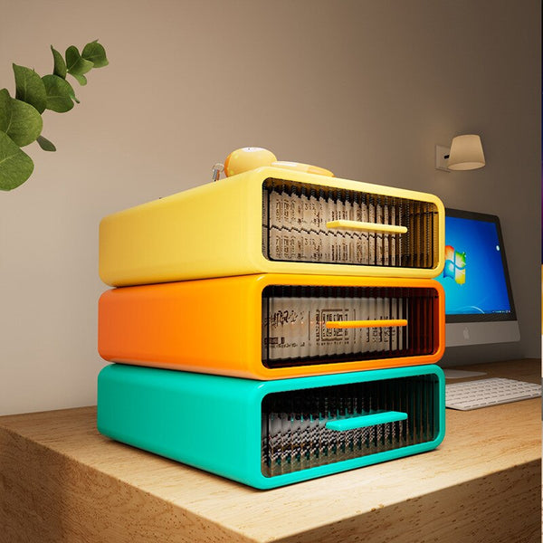Modern Stackable Desk Organiser Drawers - Yellow, Green & Orange