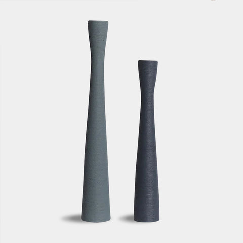 Modern Tall Single Stem Ceramic Vases - Dark Grey 42cm & Grey 52cm 