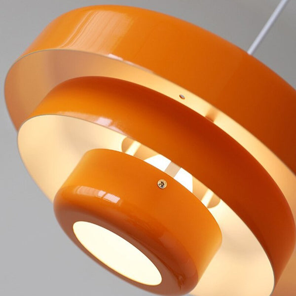 Mid Century Modern Tiered Pendant Lights - Orange, Green & White