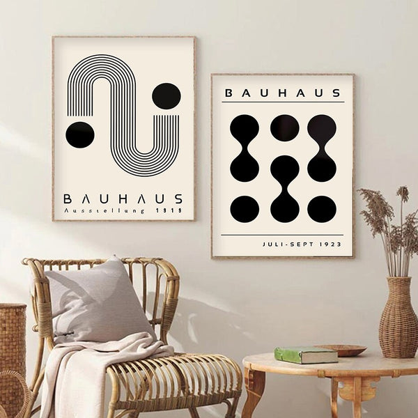 Mid Century Modern Bauhaus Black & White Exhibition Art Prints