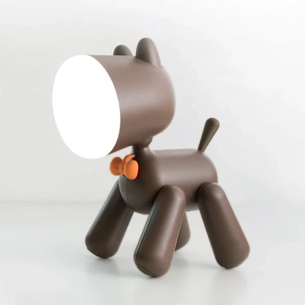 Portable USB rechargeable puppy bedroom night light lamp - White, Brown