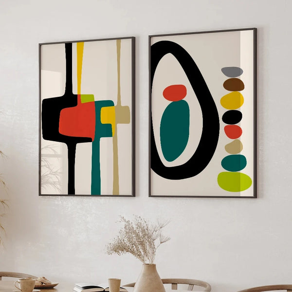 Abstract Colourful Graphic Mid Century Modern Art Prints