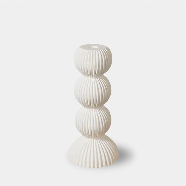 Matte Ceramic Ribbed Candle Holders - Black & White - Small & Large