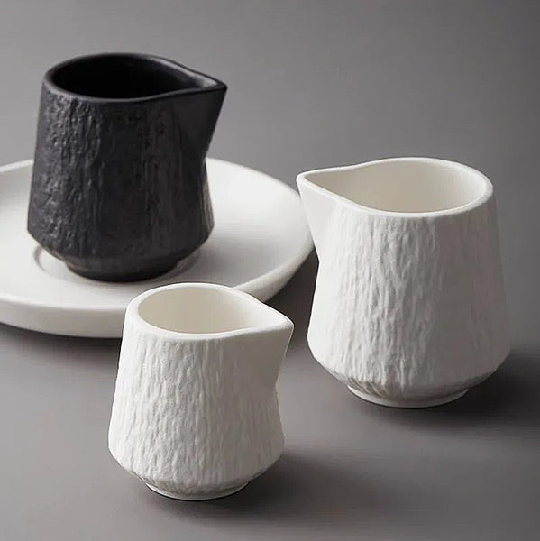 Textured Milk & Gravy Ceramic Jugs - 85ml & 130ml - Black & White