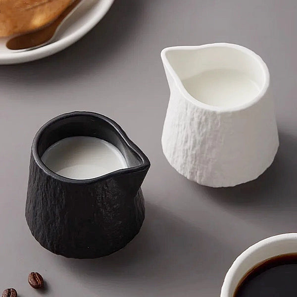Textured Milk & Gravy Ceramic Jugs - 85ml & 130ml - Black & White