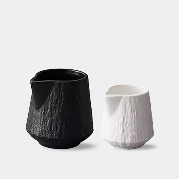 Textured Milk & Gravy Ceramic Jugs - 85ml & 130ml - Black & White