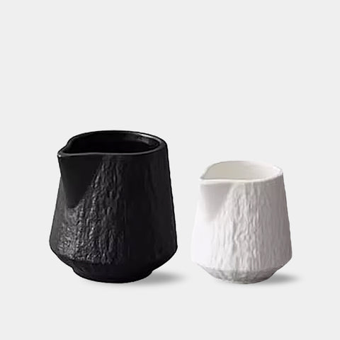 Textured Milk & Gravy Ceramic Jugs - 85ml & 130ml - Black & White