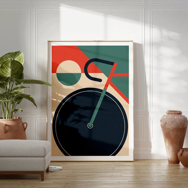 Mid Century Modern Bauhaus Bicycle Canvas Art Print - 7 Sizes