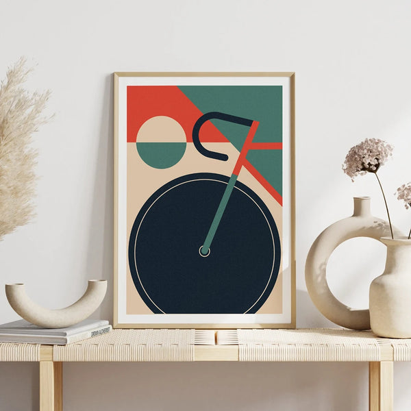 Mid Century Modern Bauhaus Bicycle Canvas Art Print - 7 Sizes