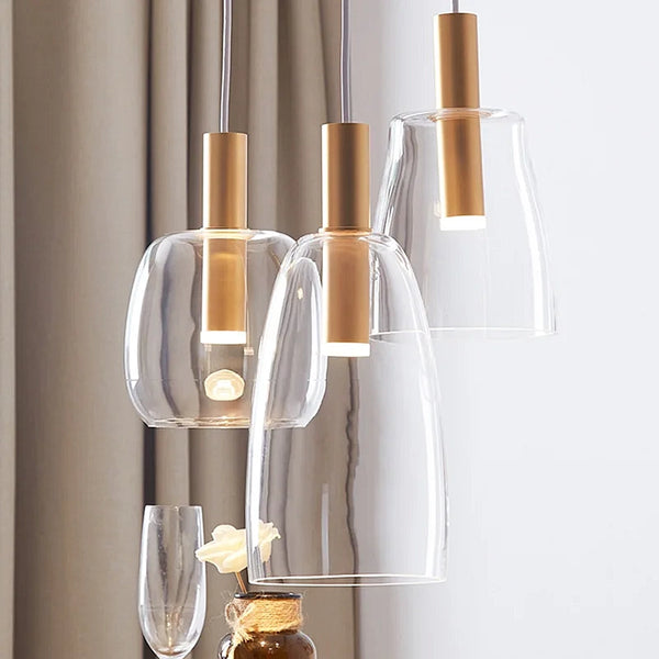 Vetro Glass Pendant LED Lights - Grey & Clear - Small, Medium & Large