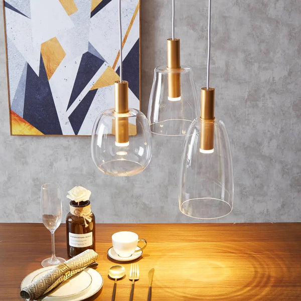 Vetro Glass Pendant LED Lights - Grey & Clear - Small, Medium & Large