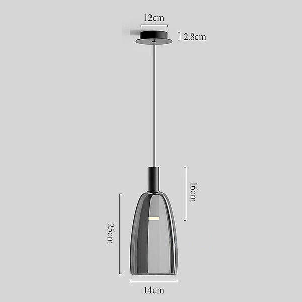 Vetro Glass Pendant LED Lights - Grey & Clear - Small, Medium & Large