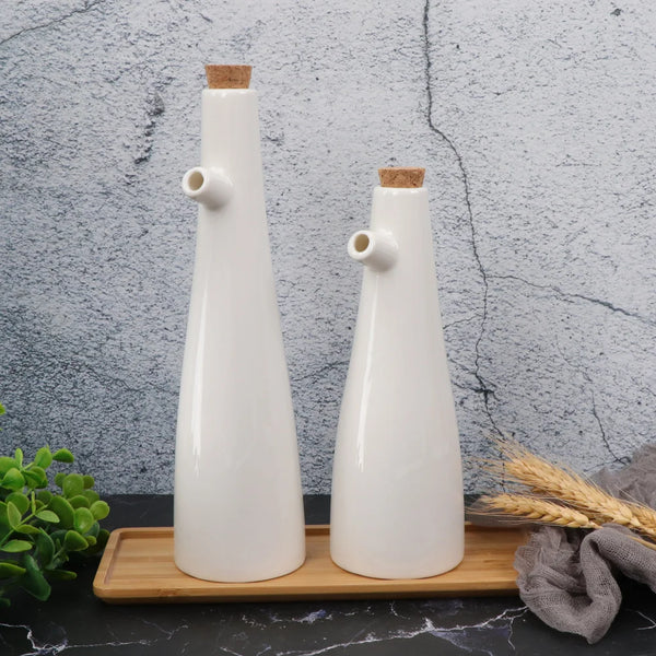 White Ceramic Oil & Vinegar Bottles - 250ml & 330ml