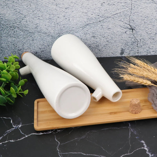 White Ceramic Oil & Vinegar Bottles - 250ml & 330ml