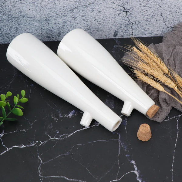 White Ceramic Oil & Vinegar Bottles - 250ml & 330ml