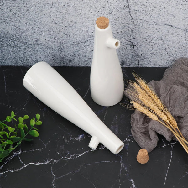 White Ceramic Oil & Vinegar Bottles - 250ml & 330ml