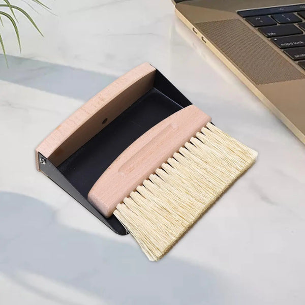 Table Dustpan and Brush Set - Black & White