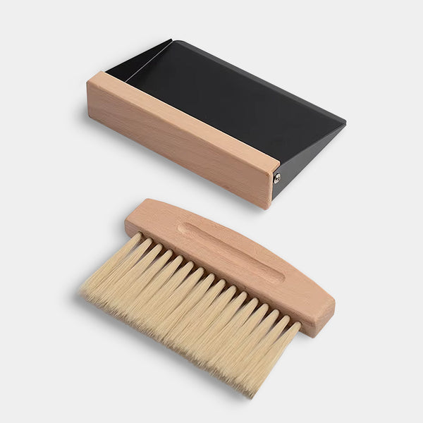 Table Dustpan and Brush Set - Black & White