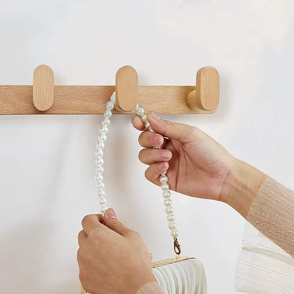 Multi Wooden L Wall Hooks - 3, 4, 5, 6 Hooks - Beech
