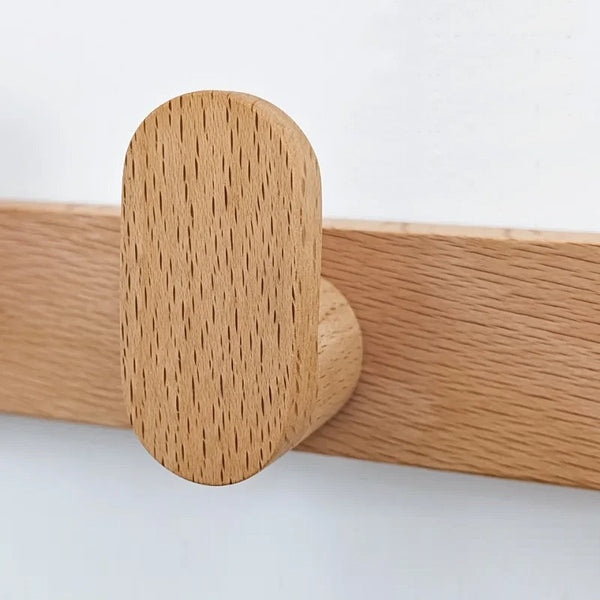 Multi Wooden L Wall Hooks - 3, 4, 5, 6 Hooks - Beech
