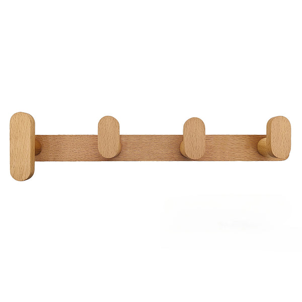 Multi Wooden L Wall Hooks - 3, 4, 5, 6 Hooks - Beech