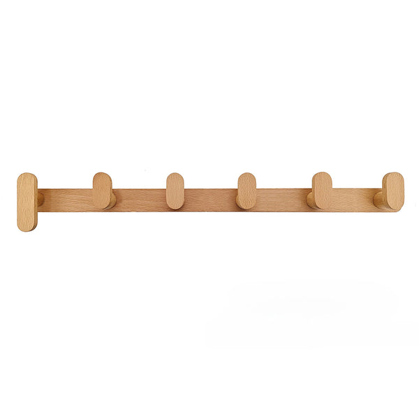 Multi Wooden L Wall Hooks - 3, 4, 5, 6 Hooks - Beech