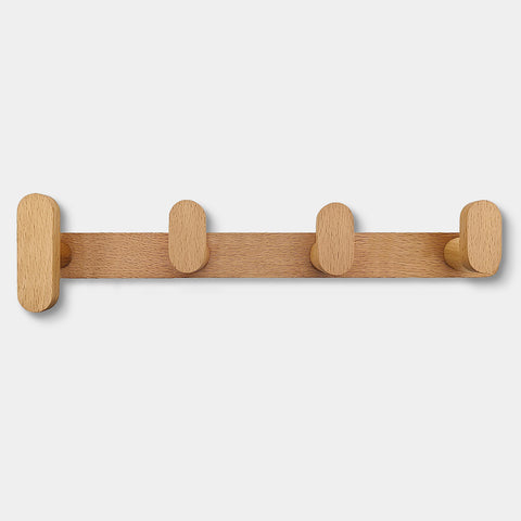 Multi Wooden L Wall Hooks - 3, 4, 5, 6 Hooks - Beech