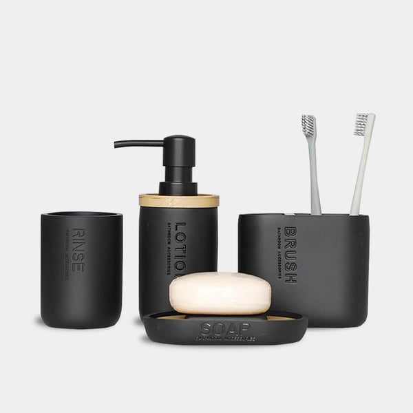 Modern matte black or white bathroom accessories - 4 piece set