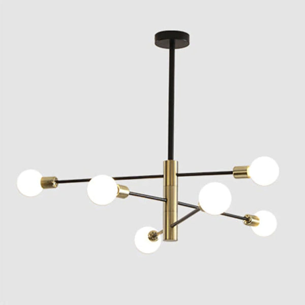 Modern retro sputnik black & gold mid century style chandelier light - 4, 6 & 8 lights