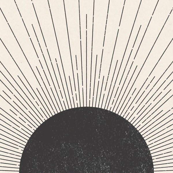 Black and White Graphic Sun Art Prints - Mid Century Style