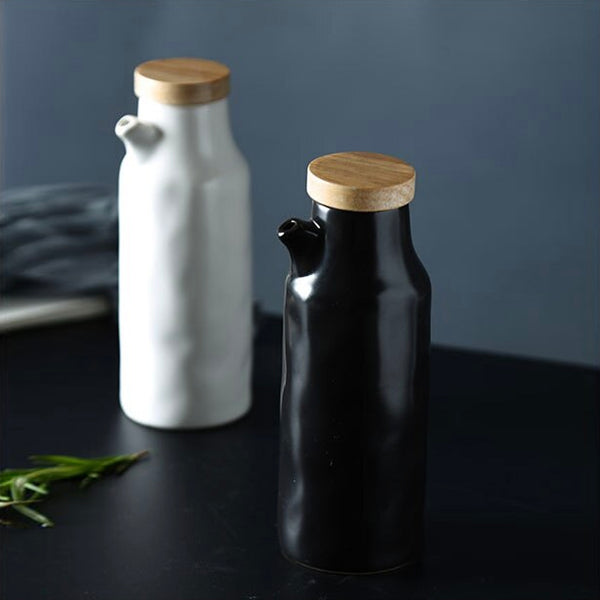 Contemporary black or whie ceramic oil & vinegar bottles