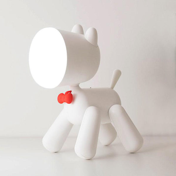 Portable USB rechargeable puppy bedroom night light lamp - White, Brown