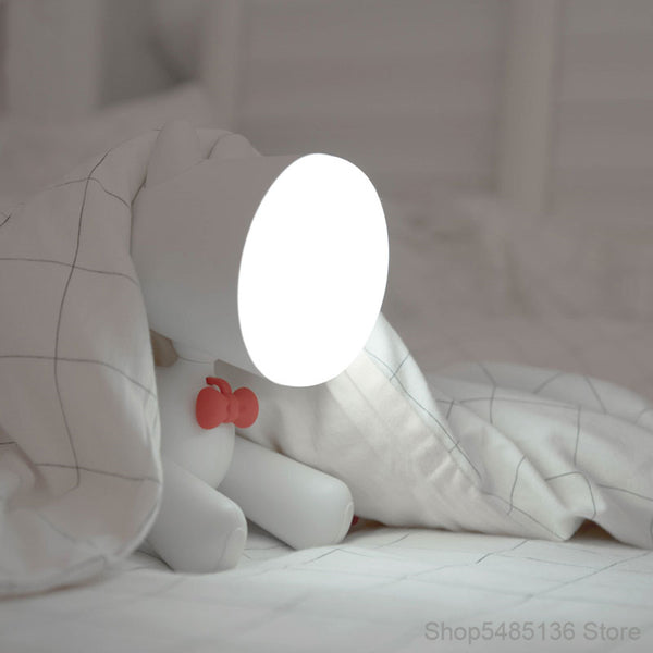 Portable USB rechargeable puppy bedroom night light lamp - White, Brown