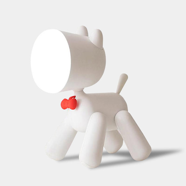 Portable USB rechargeable puppy bedroom night light lamp - White, Brown
