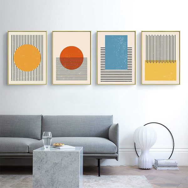 Colourful Mid Century Modern Abstract Geometric Art Prints